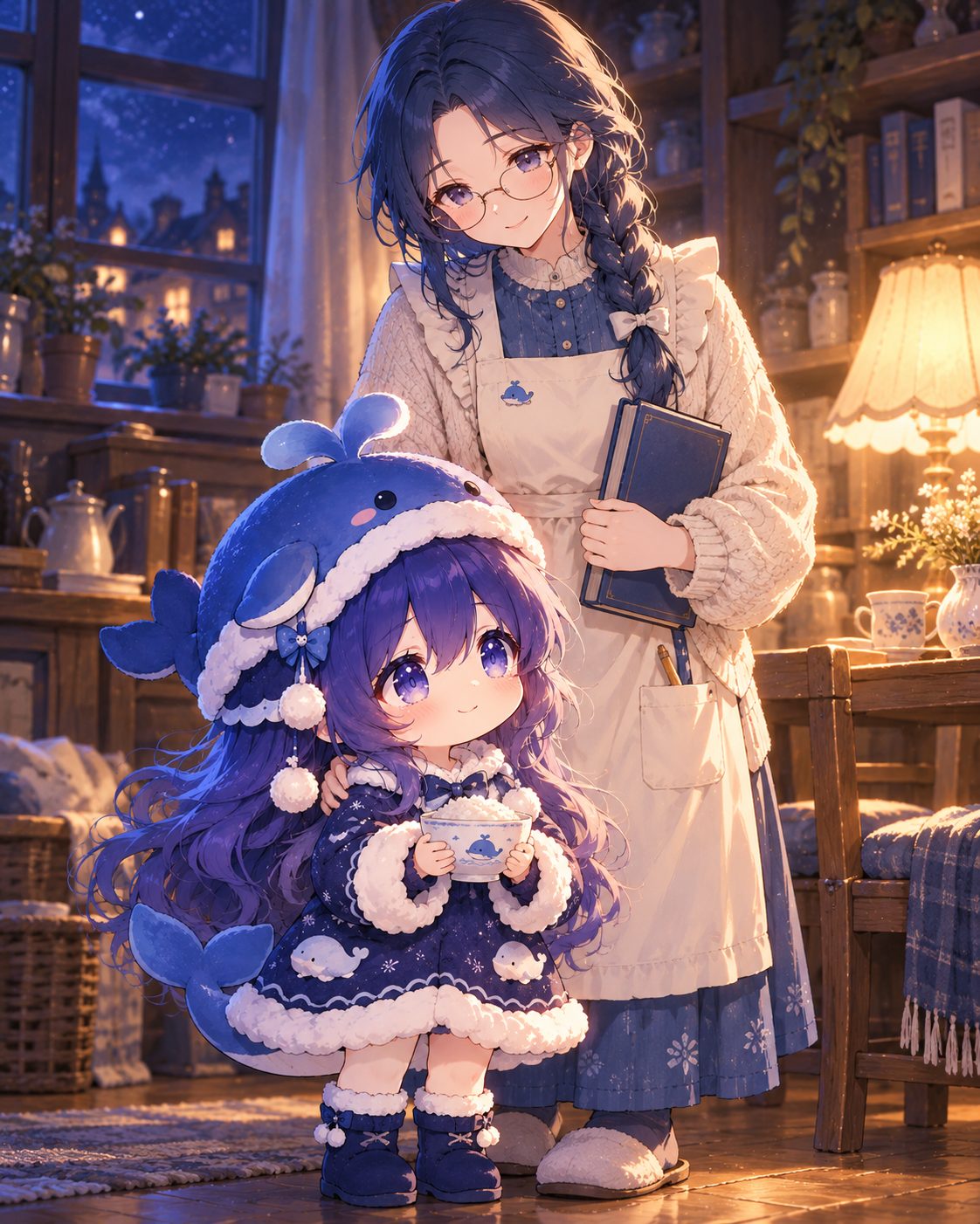 Mom and child in a study